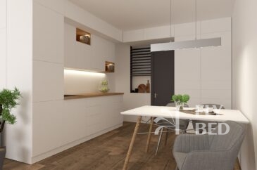 белая кухня для квартиры-студии